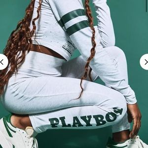 playboy x missguided gray marl varsity leggings